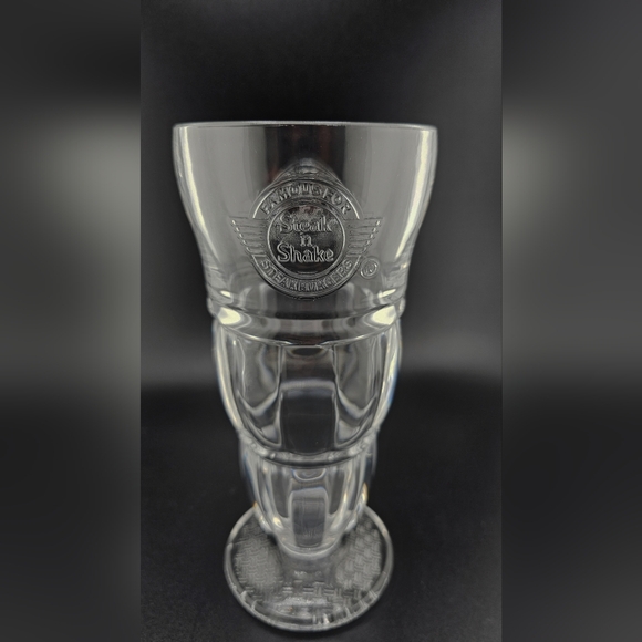 Steak 'n Shake Restaurant Glass Milkshake Sundae Soda Heavy Embossed Logo 8.25” - Picture 2 of 4